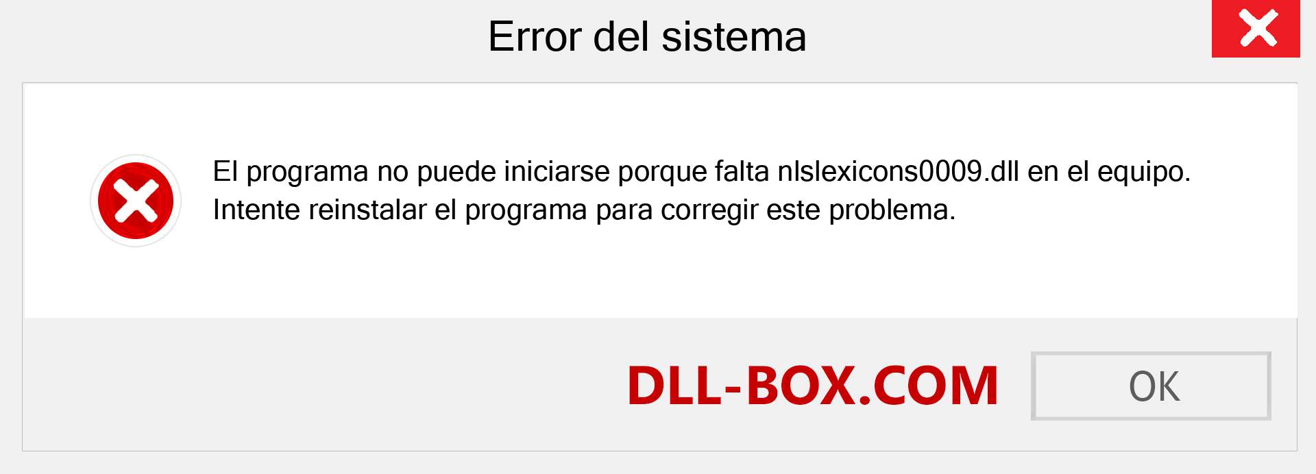 ¿Falta el archivo nlslexicons0009.dll ?. Descargar para Windows 7, 8, 10 - Corregir nlslexicons0009 dll Missing Error en Windows, fotos, imágenes